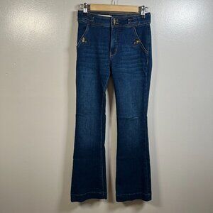 Pilcro Anthropologie High Rise Trouser Bootcut Jeans Size 25 Dark Wash Blue